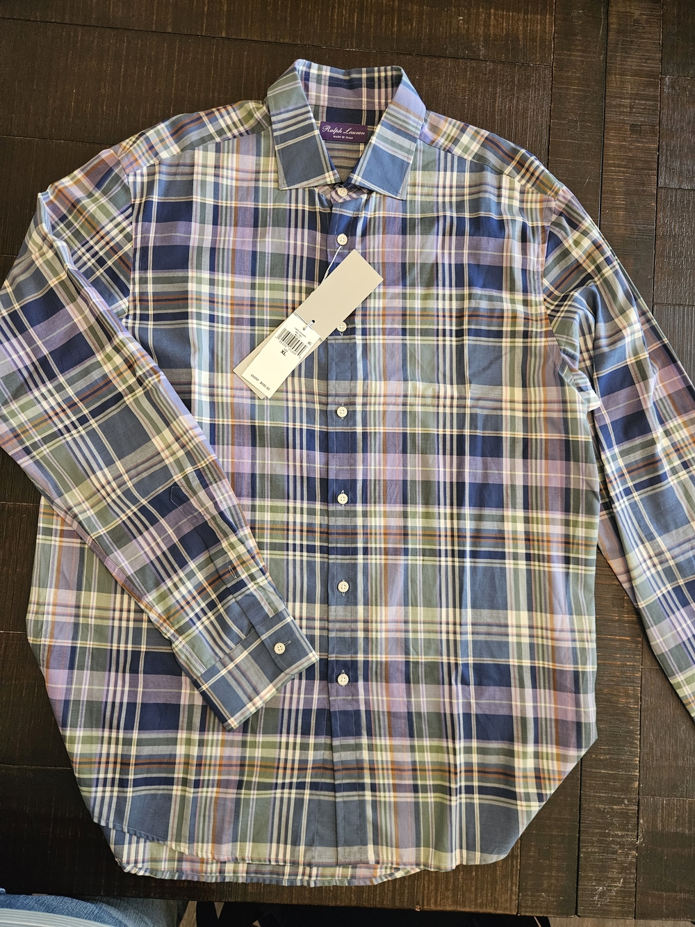 Ralph Lauren Purple Label Navy, Purple & Light Blue Plaid Dress Shirt - Picture 3 of 6
